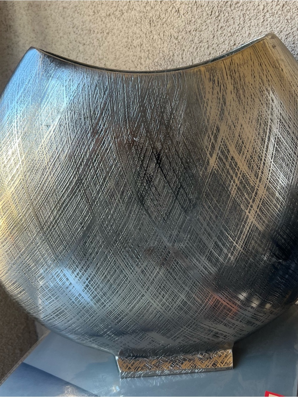 Contemporary Silver Textured Decorative Vase - Home Accents
